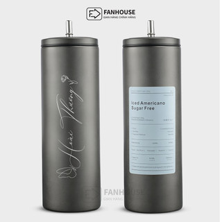 Ly giữ nhiệt Iced Americano 350 & 600ml cốc giữ nhiệt inox khắc tên, Fan House tặng sticker, ống hút inox, cọ rửa bình