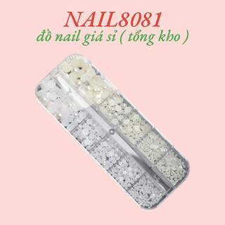 Set ngọc trai nửa trang trí móng tay