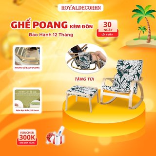 [HOT] Ghế bập bênh thư giãn đọc sách ROYALDECORHN ghế tựa thư giãn khung gỗ bạch dương, ghế poang bập bênh đệm êm