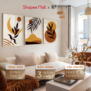 Tranh treo tường hoa lá SET3 của REICHTUM - Decor phòng ngủ chill/ Tráng gương/ Chất vải bền bỉ