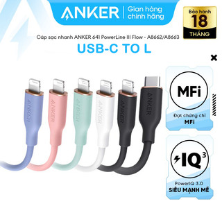 Cáp sạc nhanh anker 641 powerline iii flow usb ctol - dài 0.9m/1.8m - a8662/a8663