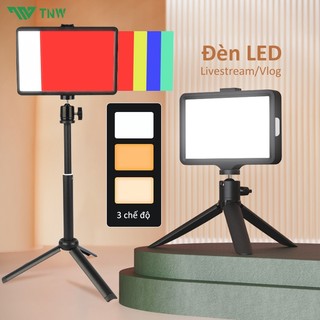  TNW 6 8 inch Đèn Livestream vuông Led  4 màu thay đổi ánh sáng kép cho chụp ảnh quay video kèm chân 