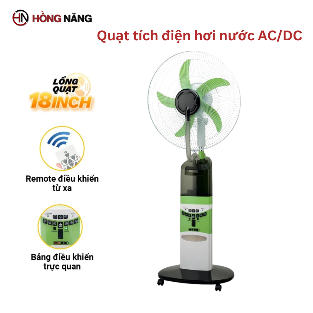Quạt sạc tích điện hơi nước AC/DC 18 inch HJD-918PS