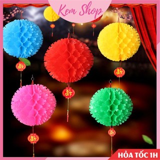 Đèn lồng nilong cẩm tú cầu nhiều màu sắc trang trí lễ hội, trung thu - Kem Shop K384