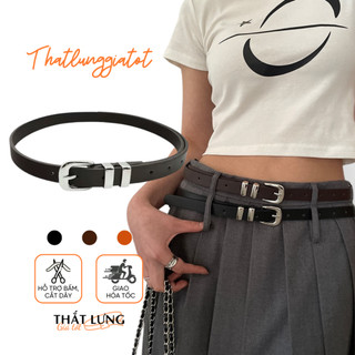 Thắt lưng nữ bản nhỏ 2 đai Ulzzang thời trang Hàn Quốc 1.8cm (Hỗ trợ bấm lỗ dây nịt) TL159 - Thắt Lưng Giá Tốt