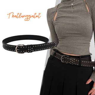 Thắt lưng y2k đính đinh tán cổ điển da PU nam nữ bản 3.3cm - 3.8cm (Hỗ trợ bấm lỗ dây nịt) TL168 - Thắt Lưng Giá Tốt