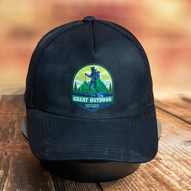 mũ da lộn in hoạ tiết great outdoor.