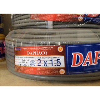 Bán lẻ 20m-dây điện đôi 2x1.5 daphaco có bọc tròn,dây đôi có bọc