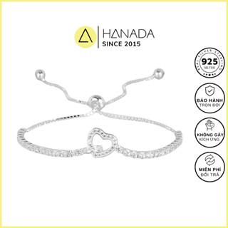 Lắc Tay Bạc 925 HANADA Trái Tim Vô Cực Freesize Tùy Chỉnh Vòng Tay Dây Rút Đính Đá Lấp Lánh Sang Trọng 1368 K18