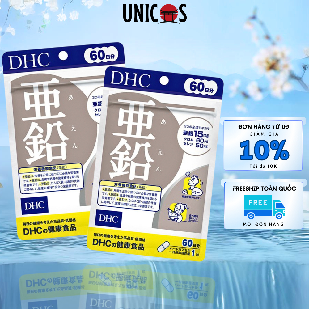 DHC kẽm, viên uống bổ sung kẽm DHC ZINC hỗ trợ đẹp da, khỏe tóc, tăng cường hệ miễn dịch cho cơ