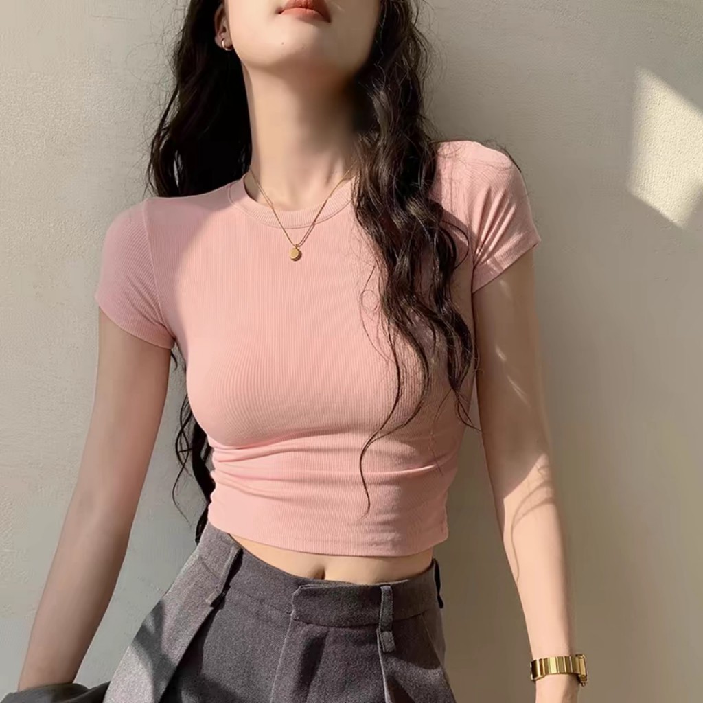 Áo Thun Nữ Babytee Basic Trơn Ôm Body Chất Tăm Cotton Nhiều Màu | BigBuy360 - bigbuy360.vn