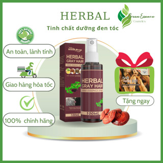 Xịt đen tóc Herbal - tinh chất linh chi đen tóc  Herbal gray hair, serum phủ bạc làm đen tóc an toàn