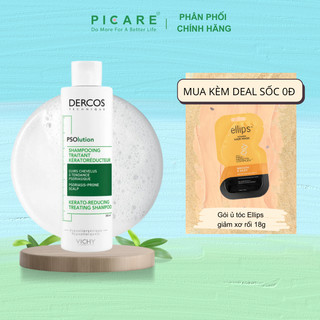 Dầu gội làm sạch tóc và da đầu dành cho da đầu gàu ngứa Vichy Dercos PSOlution Kerato-Reducing Treating Shampoo 200ml