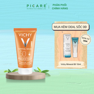Kem Chống Nắng Không Gây Nhờn Rít Dành Cho Da Hỗn Hợp Dầu Nhạy Cảm Vichy Capital Soleil Dry Touch Face Fluid SPF50+ 50ml