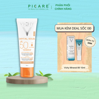 Kem chống nắng ngăn sạm da & giảm thâm nám nâng tone Vichy Ideal Soleil Anti Dark Spot SPF50+ 50ml ( Có màu )