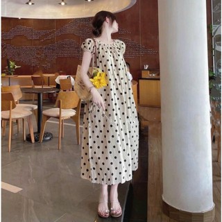 Đầm Lụa Voan Chấm Bi Gúp Dây Eo Mặc 2 Kiểu