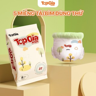 5 Miếng dùng thử Tã Bỉm Topgiakids, Tã dán Bỉm quần cho bé pH<7 bảo vệ làn da, đai chun đệm mây mềm mại, chống tràn