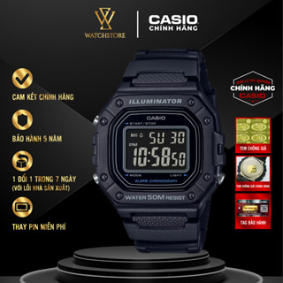 Đồng Hồ Điện Tử Unisex Casio W-218H-1BVDF Trẻ Trung Năng Động Màu Đen Mặt Kính 43.2mm Chống Nước Dây Nhựa Chính Hãng