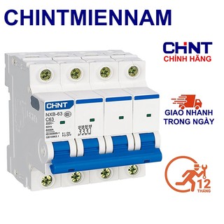 Cầu dao aptomat an toàn mcb nxb-63 4p 32a-63a 4 pha 6ka hãng chint