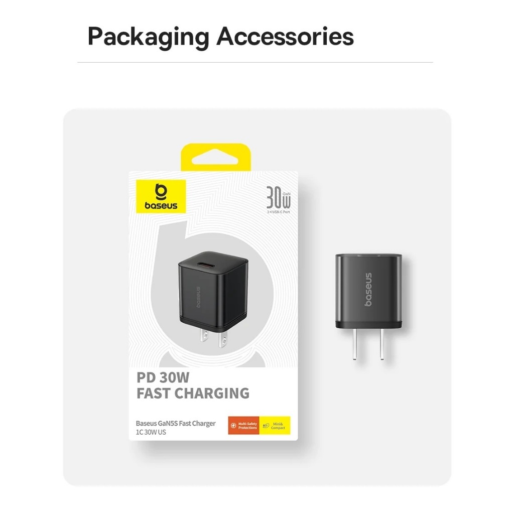 Củ sạc nhanh 30W Baseus gan5S Fast charger sạc cho macbook/Smartphone/tablet (GAN30S5)