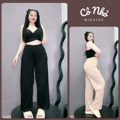 Quần Ống Suông Bigsize Nữ Lưng Cao Cạp Chun Có Dây Rút Vải Thun Gân Mềm Co Giãn Q20