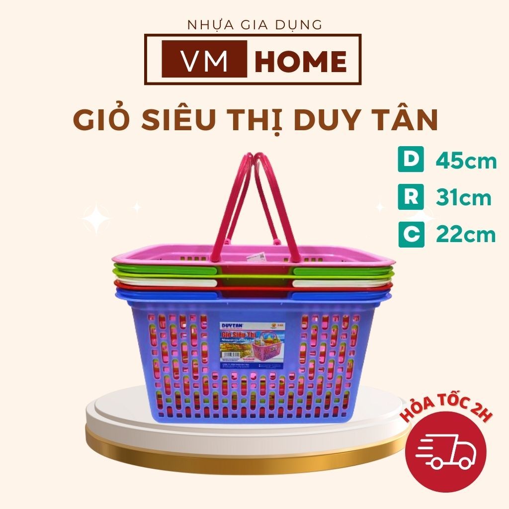 Giỏ Nhựa Quai Xách Đi Siêu Thị, Giỏ Hai Quai Đựng Đồ Mua Sắm Nhựa Duy Tân – VMHOME