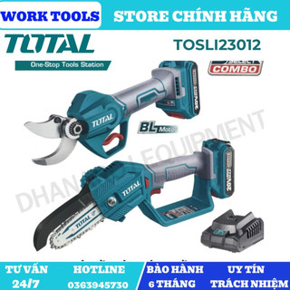 Total bộ combo 2 máy cắt cành và máy cưa xích mini dùng pin 20v tosli23012
