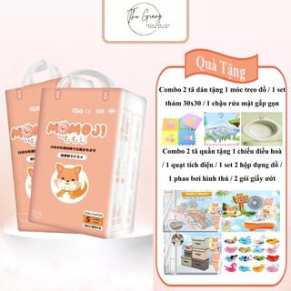 Combo 2 Tã quần/Dán Momoji Nhật Bản, thoáng khí, thoát ẩm tốt giúp da bé sơ sinh khô thoáng dài lâu