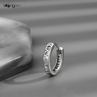 Khoen số La Mã TOONGTEN Bạc 925 phong cách Unisex | Bông tai dạng khuyên bấm