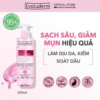 Sữa rửa mặt dạng gel giúp làm sạch sâu chiết xuất Bưởi Hồng Evoluderm 250ml
