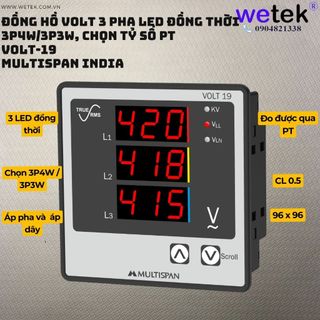 Volt-19 đồng hồ đo điện áp 3 pha đồng thời , ccx0.5, 03 màn hình led số lớn, chọn được tỷ số pt