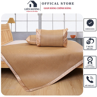 Chiếu mây điều hòa lót lụa cao cấp hàng VNXK, chiếu điều hòa gấp gọn chất liệu sợi mây tổng hợp thoáng mát mềm mại