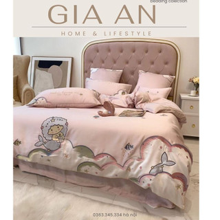 Sét Chăn ga nàng tiên cá Cute dễ thương tence 100s mềm mại dễ thương cho bé