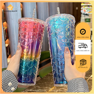 Bình Nước Giữ Nhiệt STARBUCKS Hoạ Tiết Vảy Cá Nhiều Màu 710ml Kèm Ống Hút Và Nắp Đậy Giữ Nhiệt 2-3h [Hot 2024]