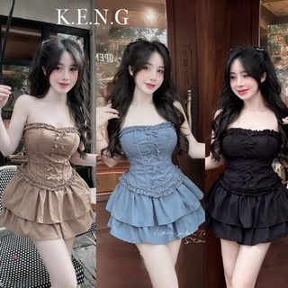 Set váy nữ áo cúp viền bèo phối chân váy xoè chuẩn tag mác như ảnh l1