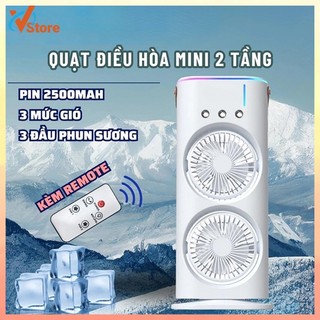 Cái mới Quạt Điều Hoà Hơi Nước 2 Cánh Gió Tạo Độ Ẩm - Spray Fan Tích Điện Kiêm Đèn Ngủ Đa Sắc, Phun Sương Làm Mát
