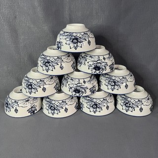 Bộ 10 Chén gốm sứ ăn cơm 4D nhiều mẫu hoa đường kính 11.2cm