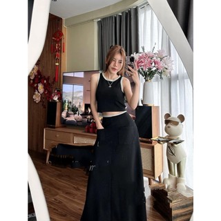 Set đen 3 lổ váy dài