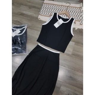 Set đen 3 lổ váy dài