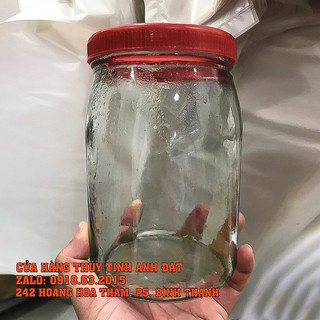 Bình thủy tinh ngâm rượu, ngâm trái cây, nuôi giấm nắp đỏ 1l