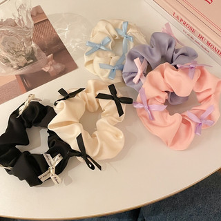 Dây buộc tóc scrunchies đính nơ dễ thương ngọt ngào set cột tóc cho nữ