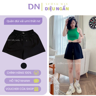 Quần short nữ cạp chun chất vải umi co giãn quần đùi nữ có dây rút thắt nơ