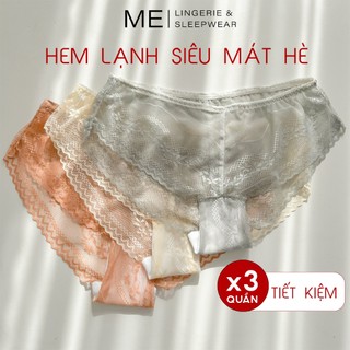 Combo 3 quần lót thun lưới hoạ tiết co giãn siêu tốt mặc thoải mái thoáng mát mùa hè không lộ viền Melingerie &Sleepwear
