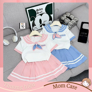 TT456 Set váy sơ mi ngắn tay phong cách Hàn Quốc - MOMCARE
