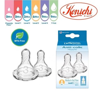 Hộp 2 núm ty thay thế bình sữa Dr.Brown's cổ thường dòng Options Plus size số 3