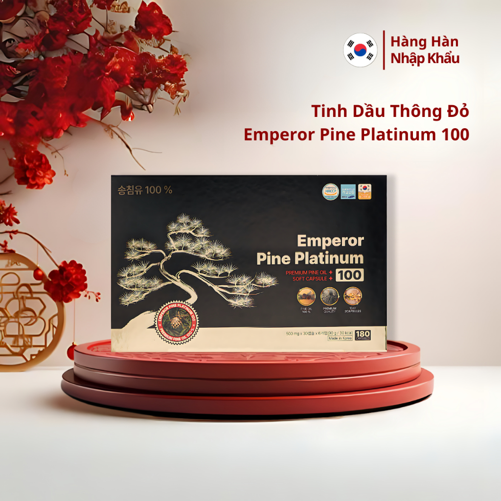 Tinh Dầu Thông Đỏ Emperor Pine Platinum Nhập Khẩu Hàn Quốc Hộp 180 Viên