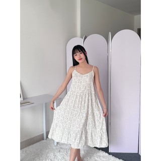 Váy 2 dây hoa nhí đi chơi mặc nhà chất đũi xốp siêu mềm mát tôn dáng siêu xinh dưới 65kg<A50>