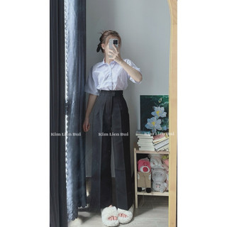 [Mã RL] Quần Ống Rộng Nút Cài Lệch