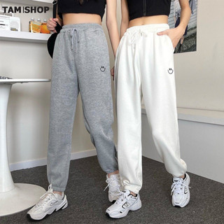 Quần nỉ nam thêu mặt cười, ,Quần unisex mặc đa dạng phong cách  ống bo và dáng suông dày dặn siêu hot TÂMSHOP M03