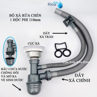 Xả rửa chén inox 1 học Xả rửa chén đơn phi 110mm bộ xả chén 1 hộc